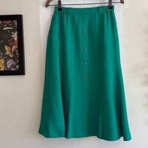 Vintage Sunlai Kelly Green A-Line Midi Skirt Women's Size Small
